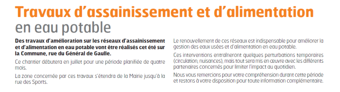 Travaux Gal de Gaulle et Sports
