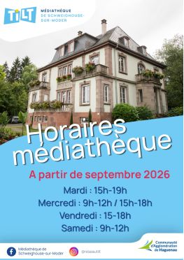 M&eacute;diath&egrave;que horaires septembre 2026 SI